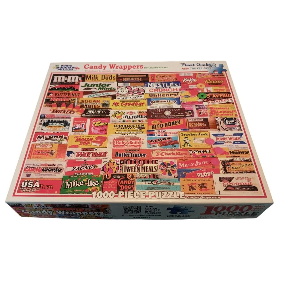 White Mountain Puzzles Candy Wrappers 1000 Piece Jigsaw Puzzle by Charle Girard
